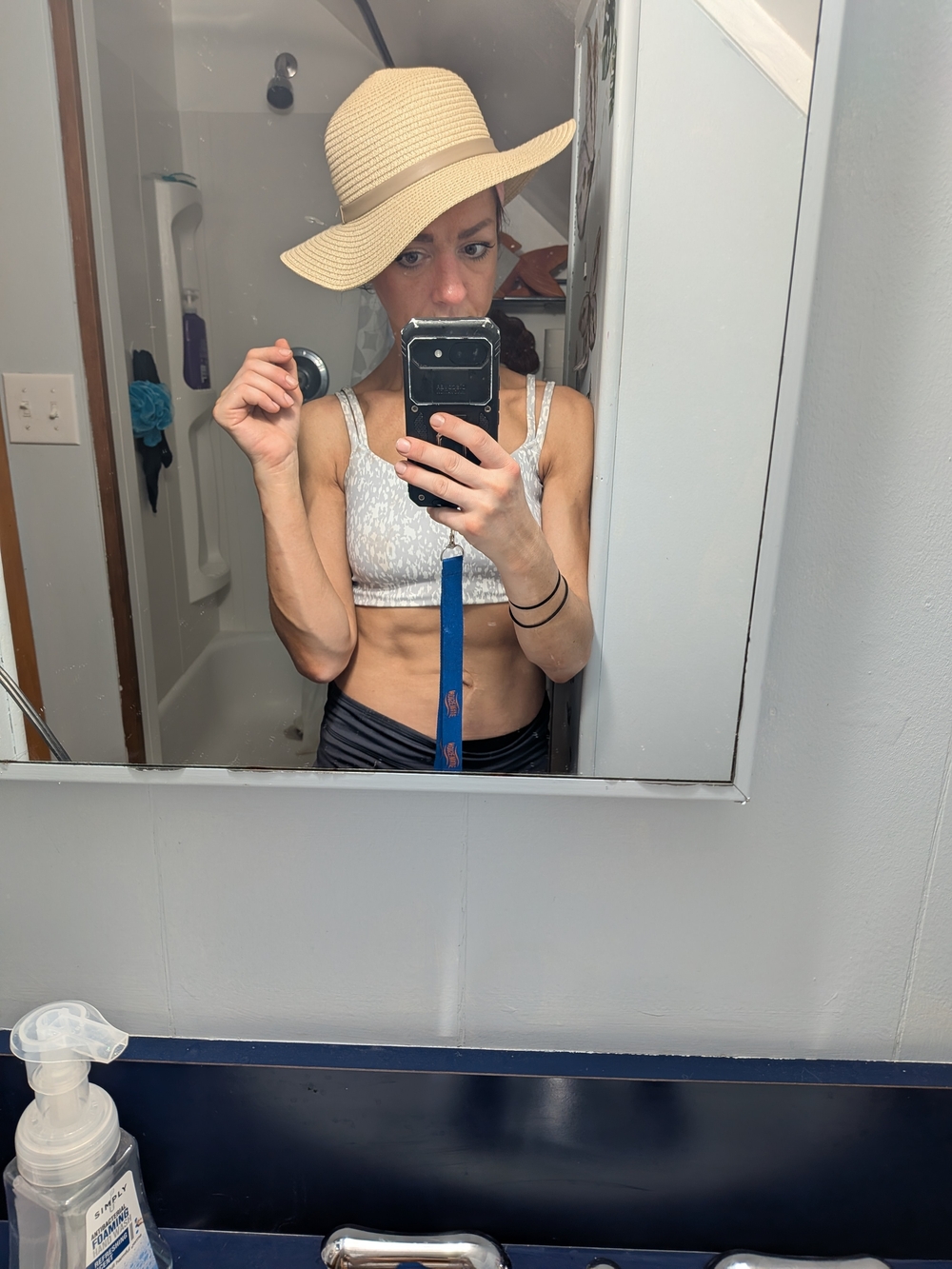 Haute Hippie Multicolor Satin Halter Top with Wide Brim Straw Hat - Picture 6 of 6